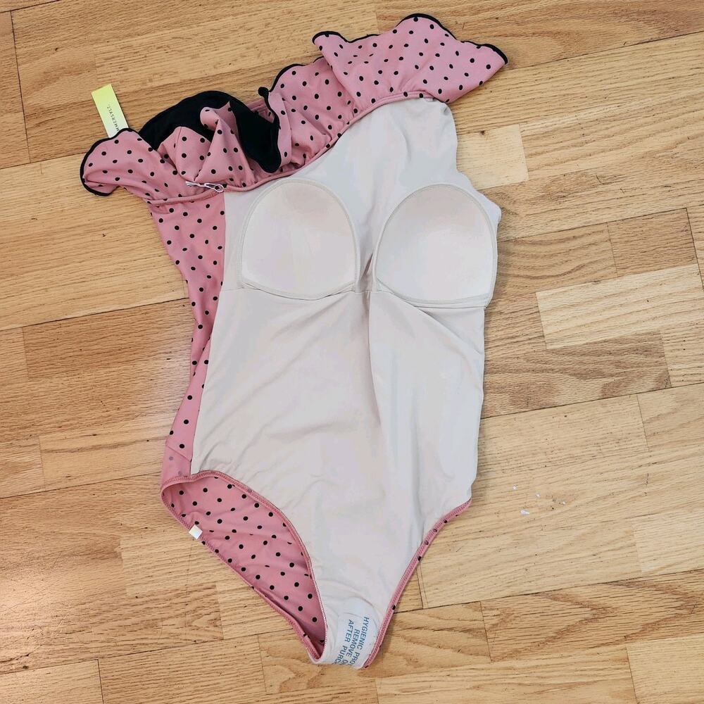 New Summersalt Swimsuit Sz 12 Womens OnePiece Ruffle Sidestroke Bathing Polkadot - Picture 6 of 10